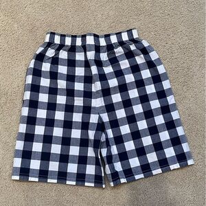 Kids unisex navy/white plaid shorts